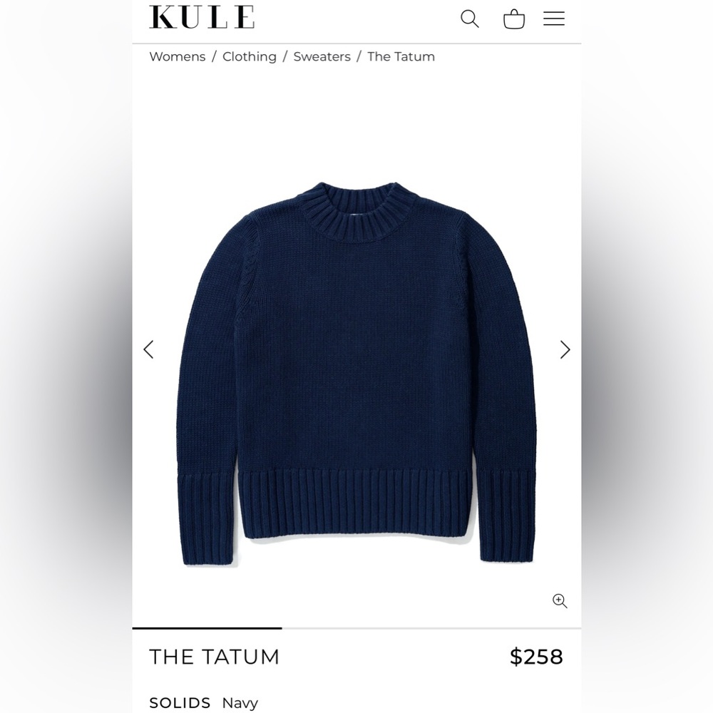 KULE  / Tatum Sweater / Navy / Medium / 100% cotton